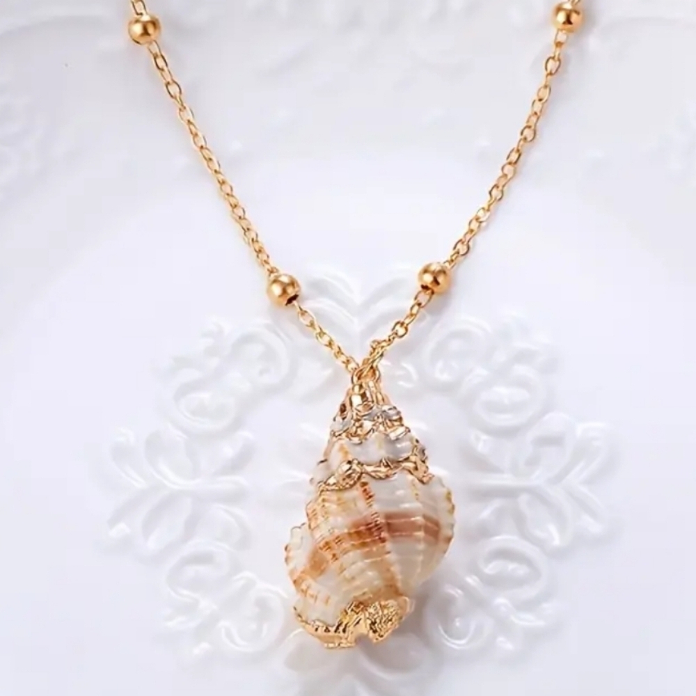 Genuine SHELL 14K Gold Plated NECKLACE